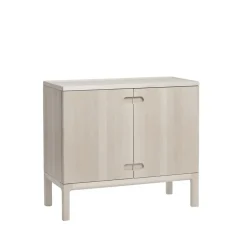 Stolab Display & Glass Cabinets*Prio cabinet low, Birch white oiled. wooden door Beige