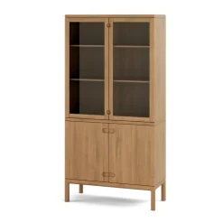 Stolab Display & Glass Cabinets*Prio display cabinet, Oak natural oil with lighting Beige