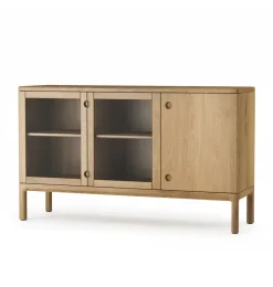 Stolab Dressers & Sideboards*Prio Mellan bench, Oak natural oil. glass door Beige