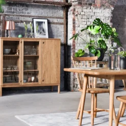 Stolab Dressers & Sideboards*Prio tall bench, Oak natural oil. glass door Beige