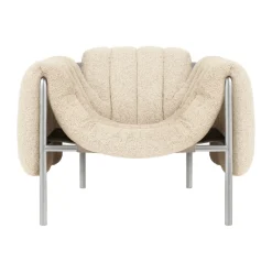 Hem Armchairs & Footstools|Chairs*Puffy lounge chair, Eggshell-stainless steel BeigeSilver-coloured