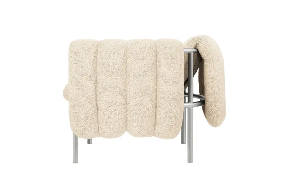 Hem Armchairs & Footstools|Chairs*Puffy lounge chair, Eggshell-stainless steel BeigeSilver-coloured