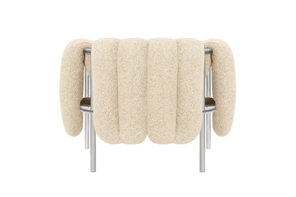 Hem Armchairs & Footstools|Chairs*Puffy lounge chair, Eggshell-stainless steel BeigeSilver-coloured
