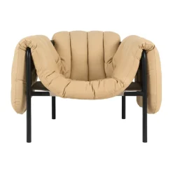Hem Armchairs & Footstools|Chairs*Puffy lounge chair, Sand leather-black grey BrownBlack