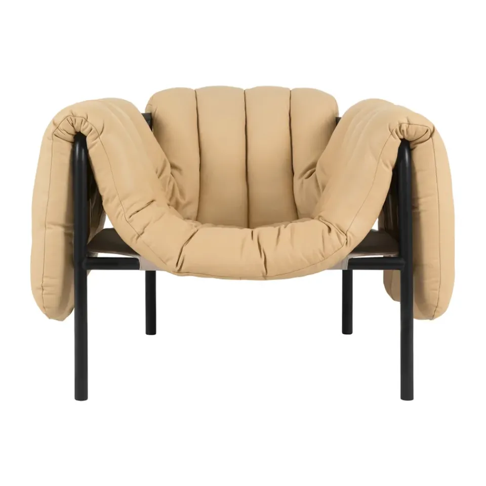 Hem Armchairs & Footstools|Chairs*Puffy lounge chair, Sand leather-black grey BrownBlack