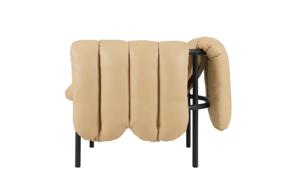 Hem Armchairs & Footstools|Chairs*Puffy lounge chair, Sand leather-black grey BrownBlack