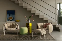 Hem Armchairs & Footstools|Chairs*Puffy lounge chair, Sand leather-black grey BrownBlack