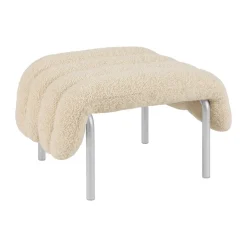 Hem Armchairs & Footstools*Puffy ottoman 58x67 cm, Eggshell-stainless steel BeigeSilver-coloured
