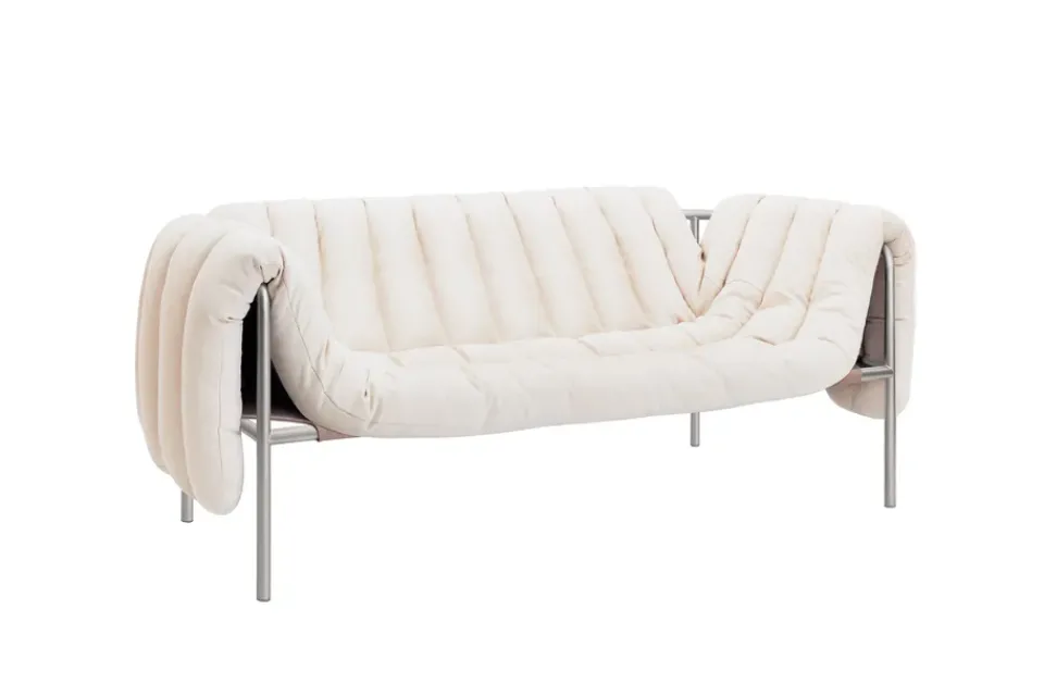 Hem Sofas*Puffy 2,5-seater sofa 205 cm, Natural-stainless steel WhiteSilver-coloured