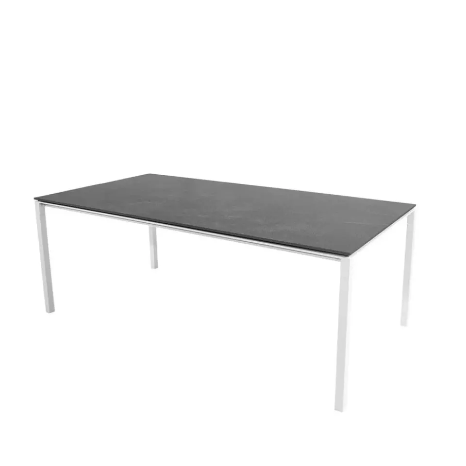 Cane-line Table For Outdoor Use*Pure dining table, Fossil -white 200x100 cm Black