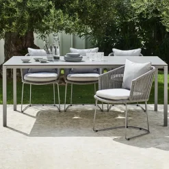 Cane-line Table For Outdoor Use*Pure dining table, Nero-lava grey 100x100 cm Black