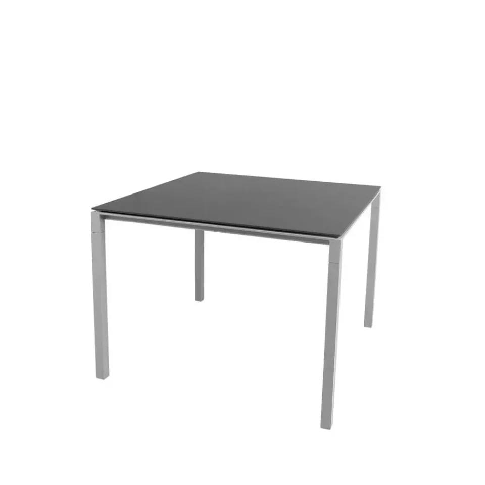 Cane-line Table For Outdoor Use*Pure dining table, Nero-light grey 100x100 cm Black