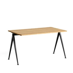 HAY Desks*Pyramid 01 desk, Oak clear lacquered-140x75 cm-black steel frame Beige