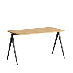 HAY Desks*Pyramid 01 desk, Oak clear lacquered-140x65 cm-black steel frame Beige
