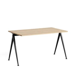 HAY Desks*Pyramid 01 desk, Oak matte lacquered-140x75 cm-black steel frame Beige
