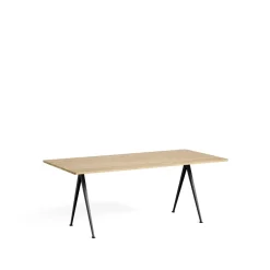 HAY Dining Tables*Pyramid 02 dining table, Oak matte lacquered-190x85 cm-black steel frame Beige
