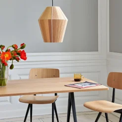 HAY Dining Tables*Pyramid 02 dining table, Oak matte lacquered-190x85 cm-black steel frame Beige