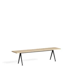 HAY Benches*Pyramid bench, Oak matte lacquered-190 cm-black steel frame Beige