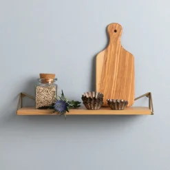 Maze Shelves & Shelving Systems*Pythagoras XS shelf, oak, brass Brown