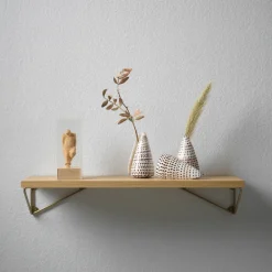 Maze Shelves & Shelving Systems*Pythagoras XS shelf, oak, brass Brown