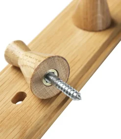 FDB Møbler Clothes Hooks & Hangers*Q3 Allé hook rack with 3 hooks, Oak nature lacquered Brown