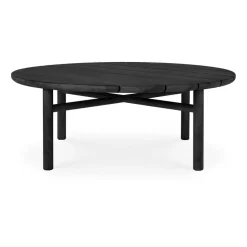 Ethnicraft Table For Outdoor Use|Outdoor Lounge Furniture*Quatro outdoor coffee table stained teak, Ø95 cm Black