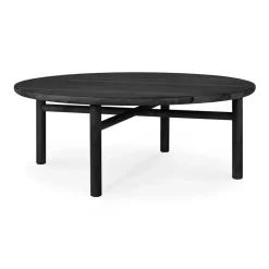 Ethnicraft Table For Outdoor Use|Outdoor Lounge Furniture*Quatro outdoor coffee table stained teak, Ø95 cm Black