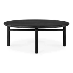 Ethnicraft Table For Outdoor Use|Outdoor Lounge Furniture*Quatro outdoor coffee table stained teak, Ø95 cm Black