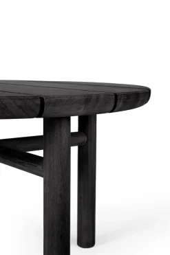 Ethnicraft Table For Outdoor Use|Outdoor Lounge Furniture*Quatro outdoor coffee table stained teak, Ø95 cm Black