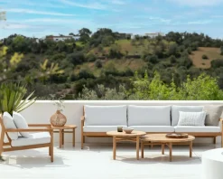 Ethnicraft Table For Outdoor Use|Outdoor Lounge Furniture*Quatro outdoor coffee table teak, Ø59 cm → Ø59 cm Beige