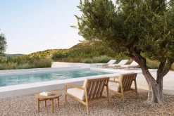 Ethnicraft Table For Outdoor Use|Outdoor Lounge Furniture*Quatro outdoor coffee table teak, Ø59 cm → Ø59 cm Beige