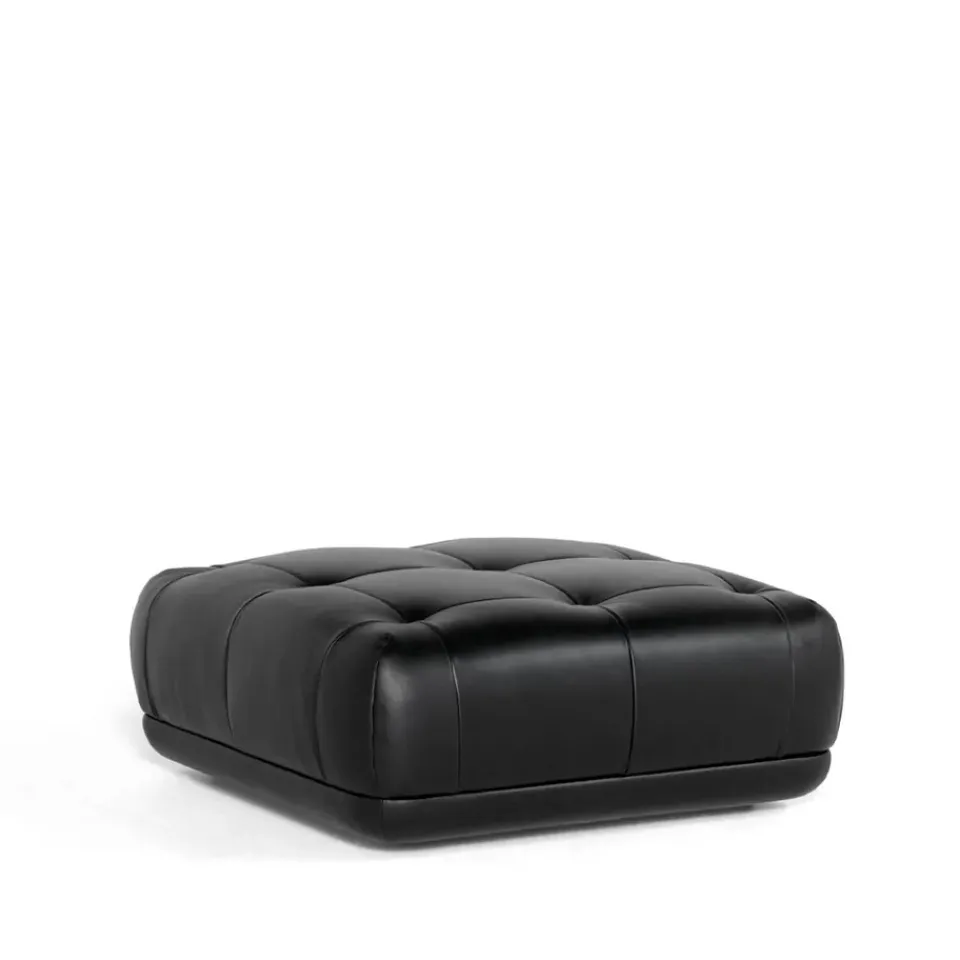 HAY Armchairs & Footstools*Quilton ottoman, Leather Sense Black