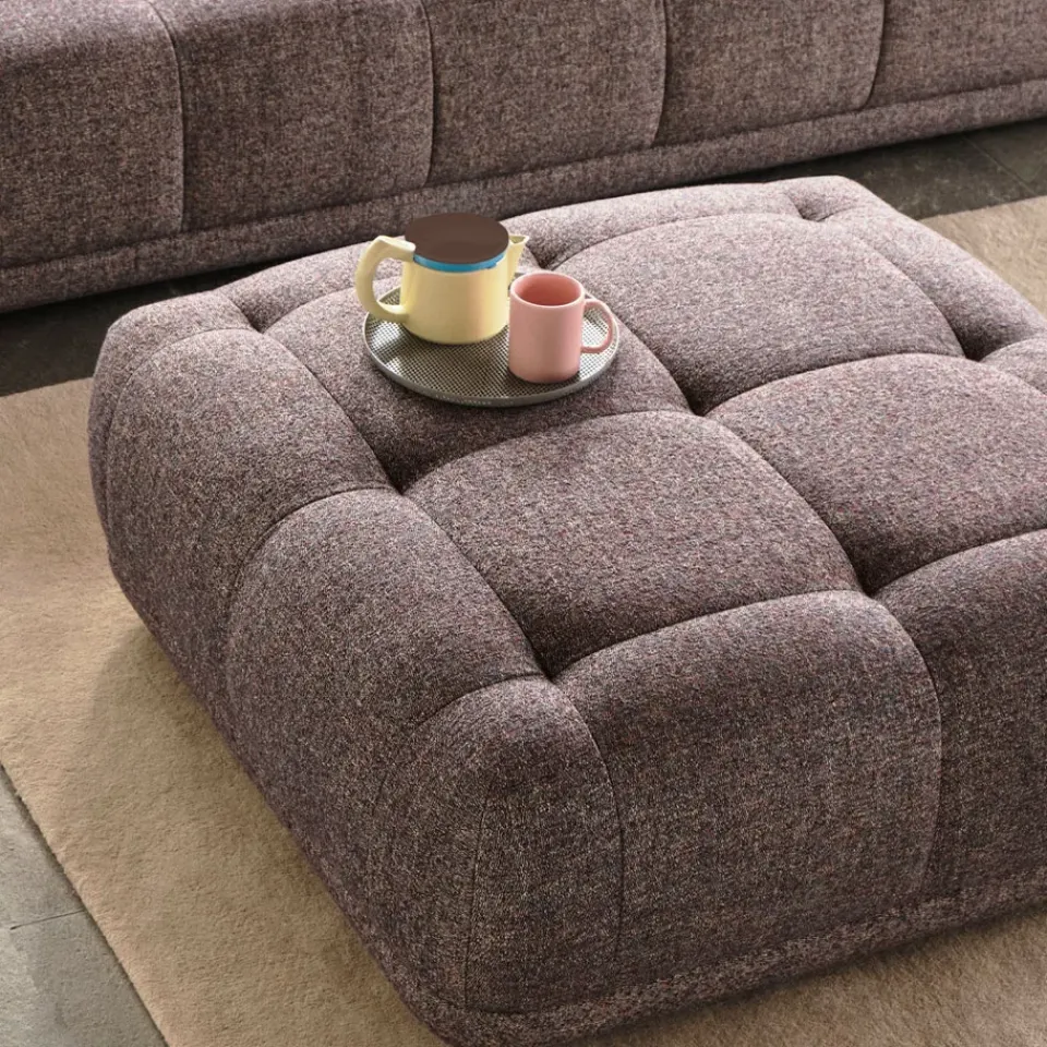 HAY Armchairs & Footstools*Quilton ottoman, Leather Sense Black