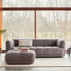 HAY Armchairs & Footstools*Quilton ottoman, Leather Sense Black