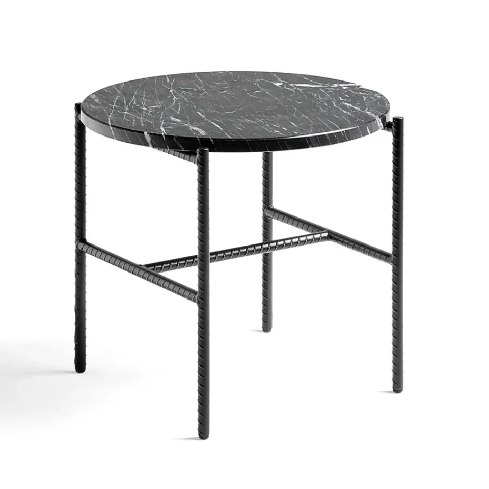 HAY Side Tables*Rebar side table Ø45 cm, marble- Black
