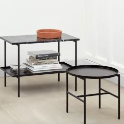 HAY Side Tables*Rebar side table Ø45 cm, marble- Black