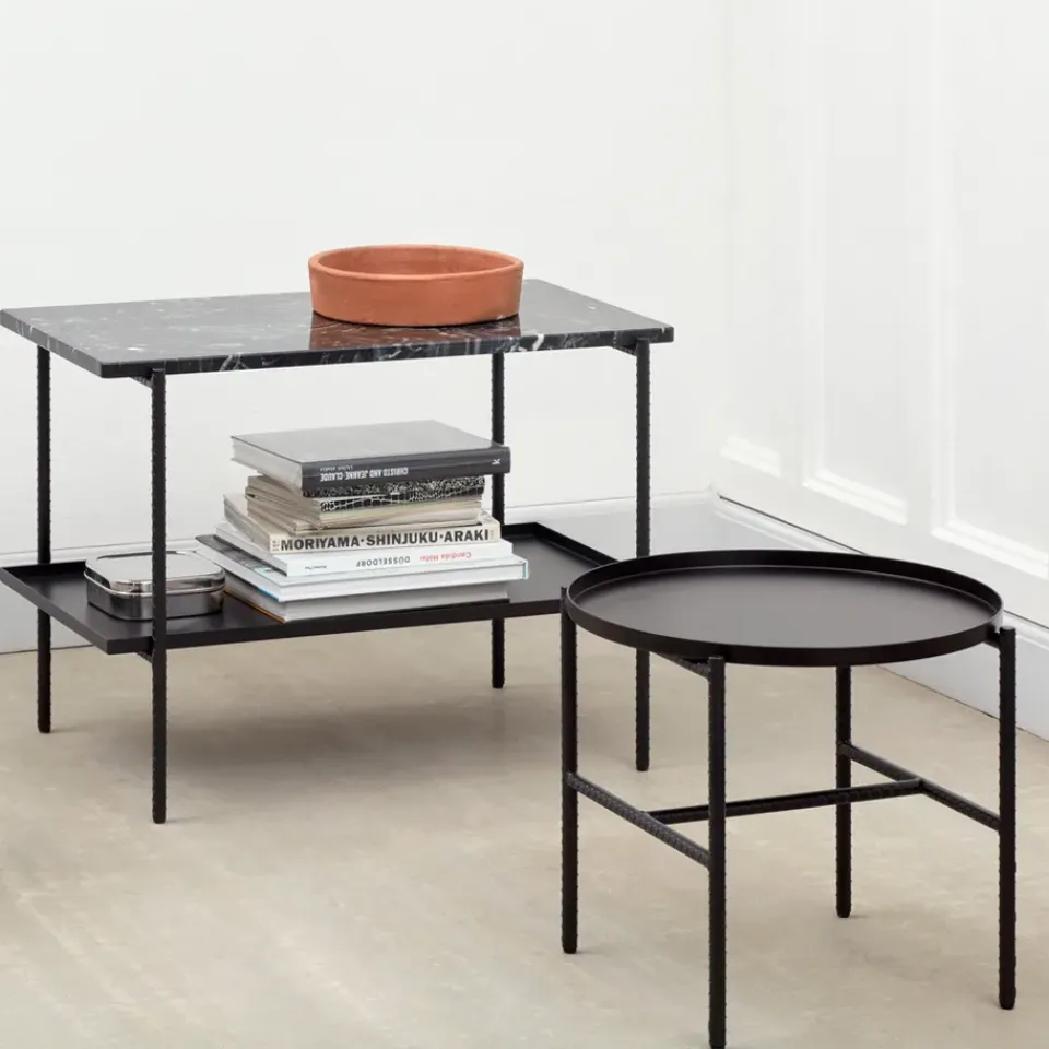 HAY Side Tables*Rebar side table Ø45 cm, marble- Black