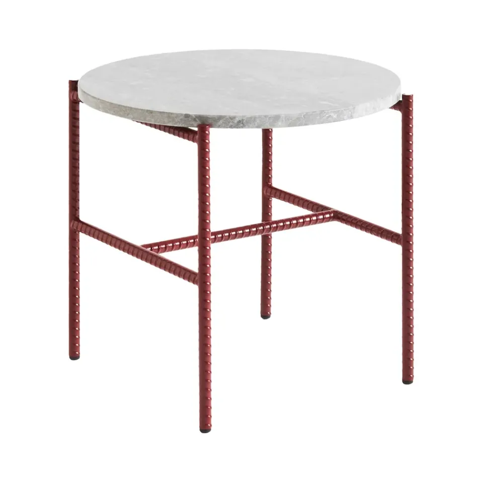 HAY Side Tables*Rebar side table Ø45 cm, Grey marble-barn red GreyRed