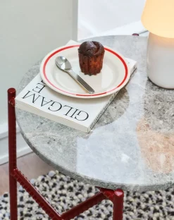 HAY Side Tables*Rebar side table Ø45 cm, Grey marble-barn red GreyRed