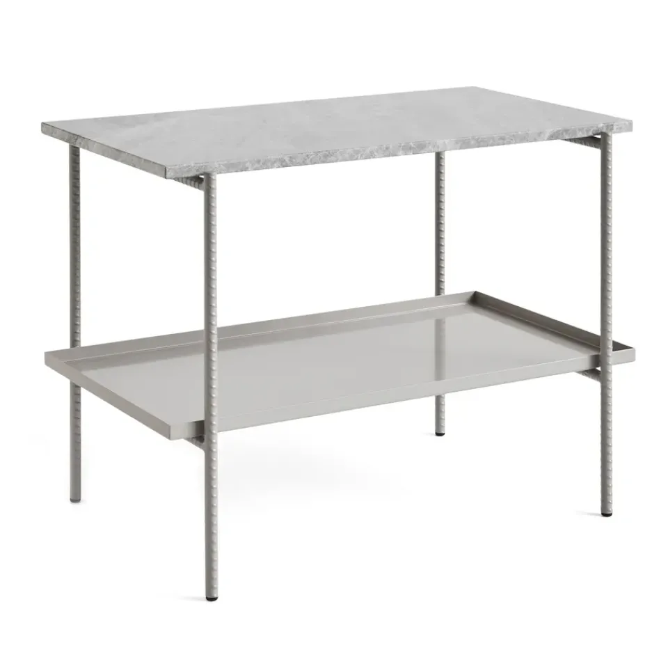 HAY Side Tables*Rebar side table 75x44x55 cm, marble-fossil Grey