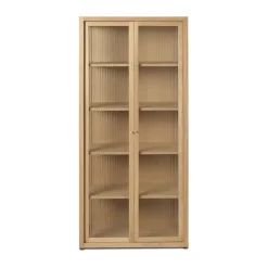 Ferm Living Display & Glass Cabinets*Reed display cabinet 70x155 cm, Natural oak Beige