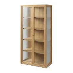 Ferm Living Display & Glass Cabinets*Reed display cabinet 70x155 cm, Natural oak Beige