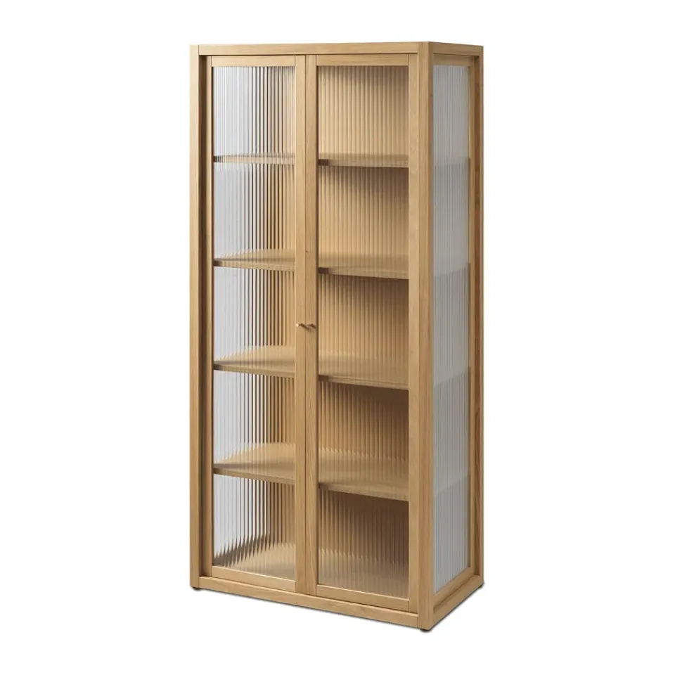 Ferm Living Display & Glass Cabinets*Reed display cabinet 70x155 cm, Natural oak Beige