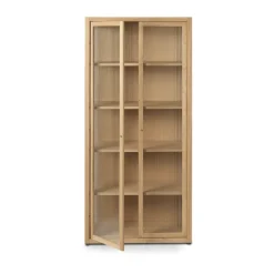 Ferm Living Display & Glass Cabinets*Reed display cabinet 70x155 cm, Natural oak Beige
