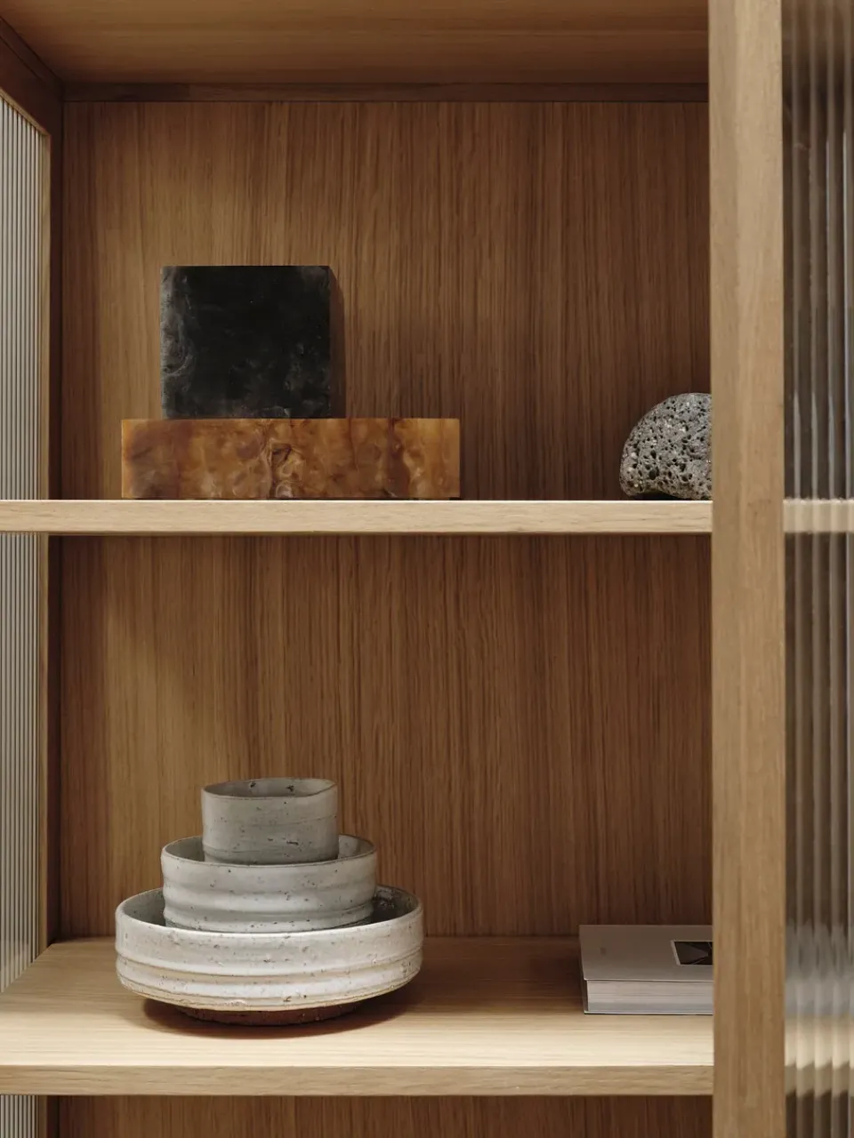 Ferm Living Display & Glass Cabinets*Reed display cabinet 70x155 cm, Natural oak Beige