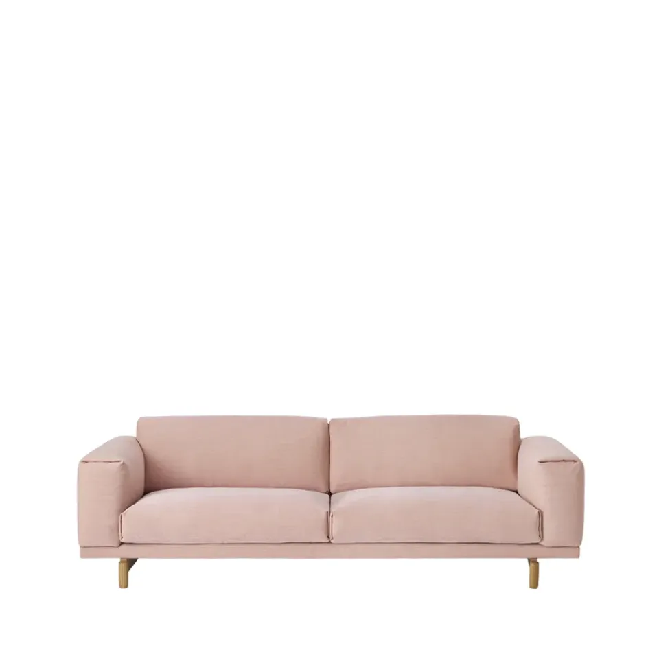 Muuto Sofas*Rest sofa, 3-seat fabric steelcut trio 515 rose. oak legs Pink