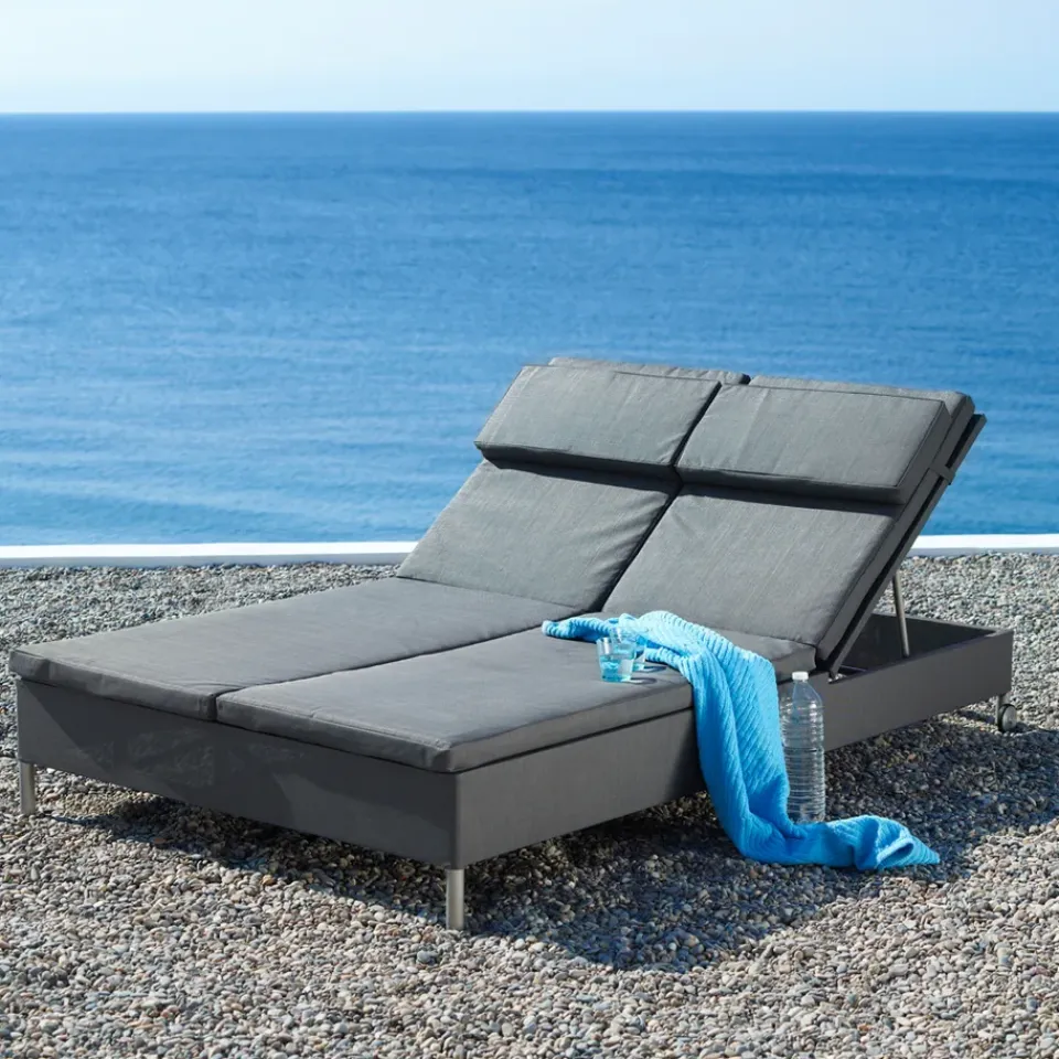 Cane-line Seating*Rest sun lounger, Natté , double Grey