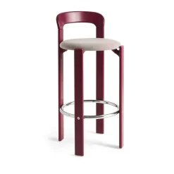 HAY Bar Stools*Rey bar stool upholste 75 cm, Steelcut Trio 416-grape Red