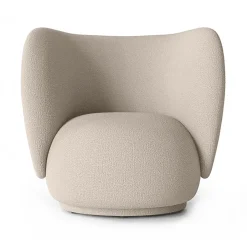 Ferm Living Armchairs & Footstools*Rico lounge chair bouclé, Wool bouclé natural Beige