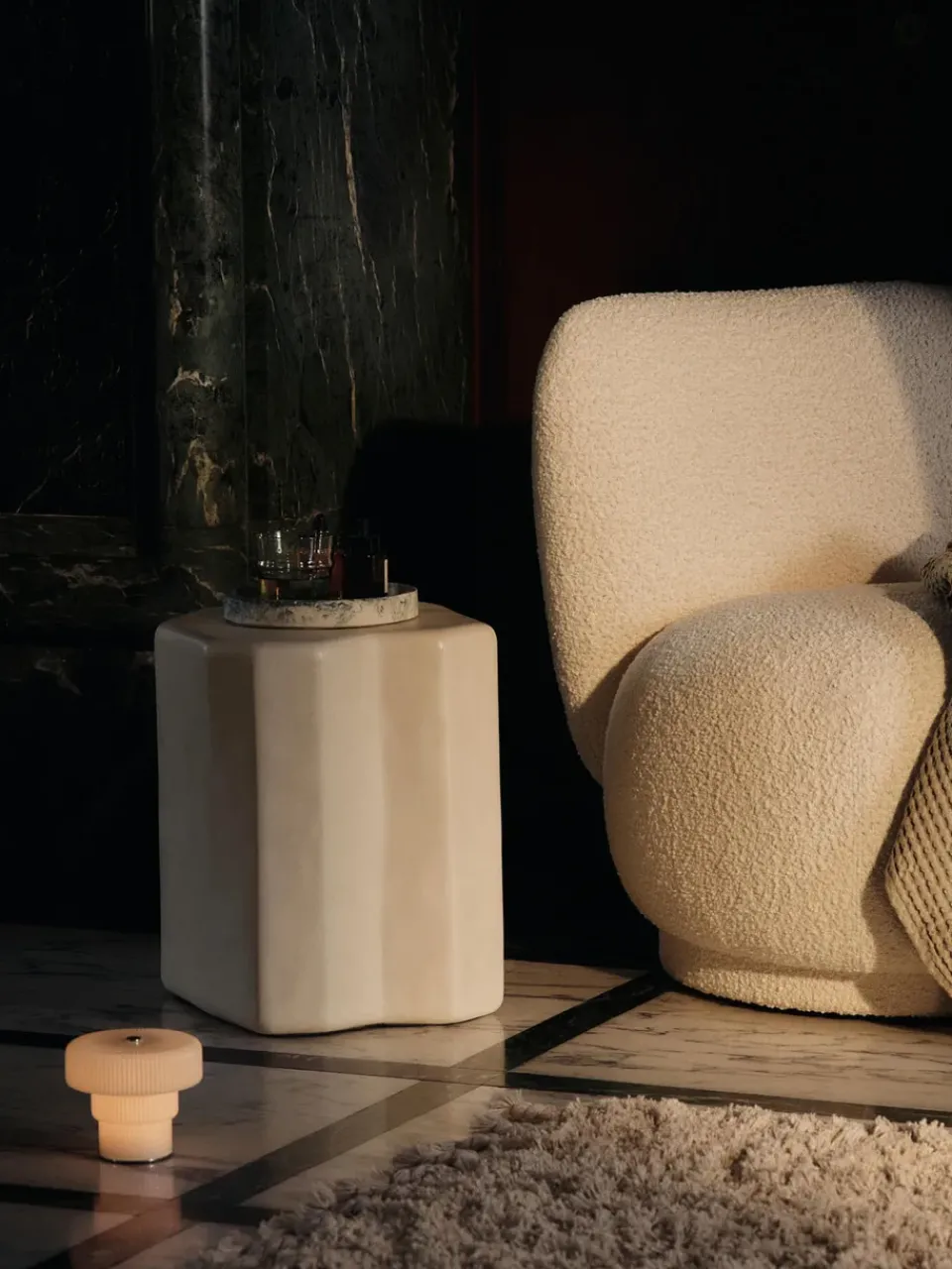 Ferm Living Chairs*Rico lounge chair piccolo, Nordic Bouclé-Off- White